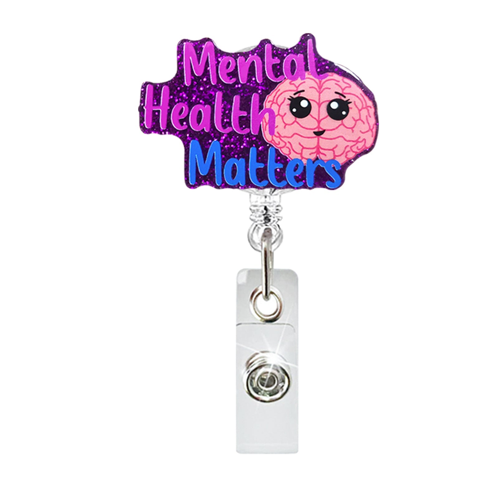 Wholesale Badge Reels Glitter Love Rainbow Medicine Bottle Badge Scroll ABS Retractable Keychain